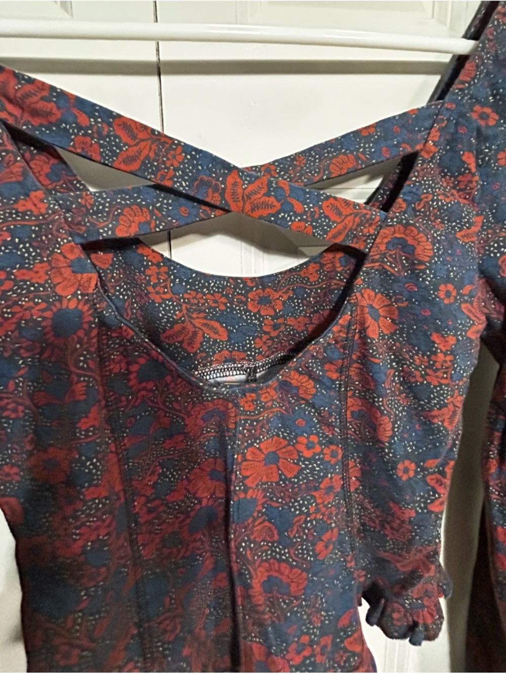 Free People floral scoop neck Criss/Cross back top